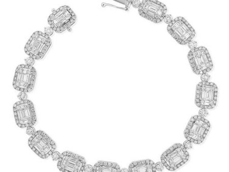 14k 2.37Ct Baguette 70 Diamonds, 3.44Ct (325) Round 325 Diamonds Bracelet, available in White, Rose and Yellow Gold Online Sale