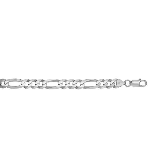 Sterling Silver 8.8mm Figaro Bracelet 8.5 Inch with Rhodium Finish Supply