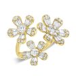 14k 3 Flower Ring, 38 Baguette 1.38Ct Diamond, 47 Round 1.18Ct Diamond, available in White, Rose and Yellow Gold Supply