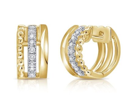 14k Gold 0.18Ct Diamond Huggie Earring with  18 Diamonds, available in White, Rose and Yellow Gold Discount