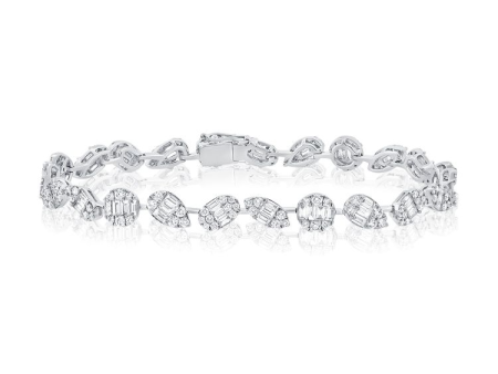 14k 1.81Ct Baguette 83 diamonds, 1.83Ct Round 156 Diamond Bracelet, Available in White, Rose and Yellow Gold For Cheap