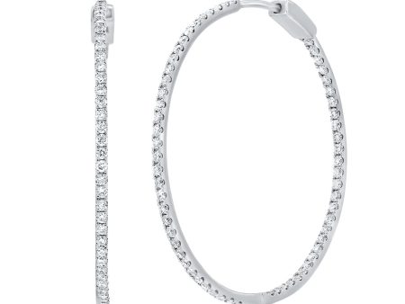 14k Gold 0.77 Carat Diamond hoop Earrings, Available in White, Rose and Yellow Gold Online now