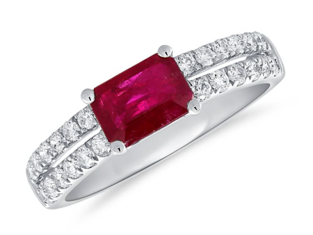 14k White Gold 1.15Ct Ruby, 0.42Ct (24) Diamond Ring Hot on Sale