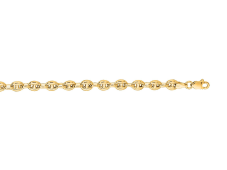 14k Yellow Gold 3.6 Grams 6  Puffed Mariner Bracelet with a Lobster Claw Fashion