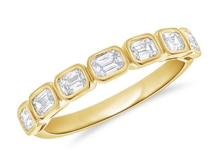 14k Gold 0.62Ct Emerald Cut Diamond Band with 7 Diamonds, available in White, Rose and Yellow Gold For Discount