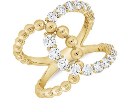 14k Gold 1.28Ct Diamond Fashion Ring with 24 Diamonds, available in White, Rose and Yellow Gold For Cheap