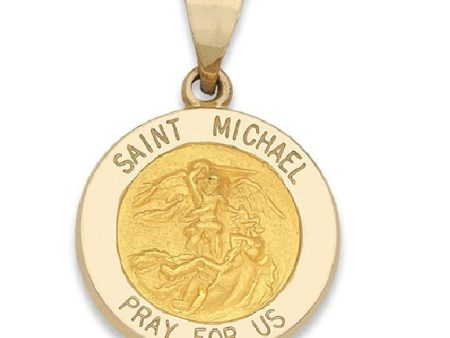 14k Yellow Gold 22 MM Saint Michael Medal Online now