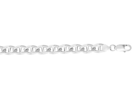 Sterling Silver 8.0mm Concave Mariner Bracelet 8.5 Inch with Rhodium Finish Online Hot Sale