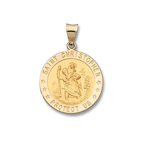 14k Yellow Gold Saint Christopher Medal Charm Discount