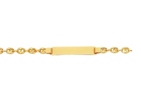 14k Yellow Gold 3.9 Grams 6 Inch ID Bracelet with Puffed Mariner Bracelet For Cheap