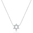 14K Gold 0.13Ct Diamond Star Of David Necklace with 48 Diamonds, available in White, Rose and Yellow Gold on Sale