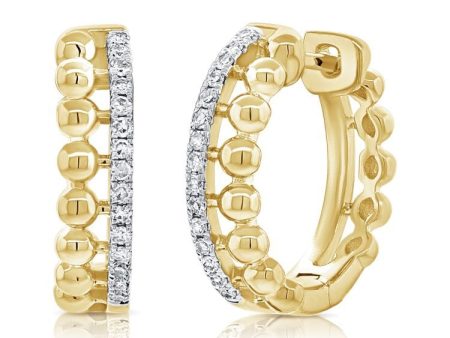 14k Gold 0.14Ct Diamond Huggie Earring with 30 Diamonds, available in White, Rose and Yellow Gold Online