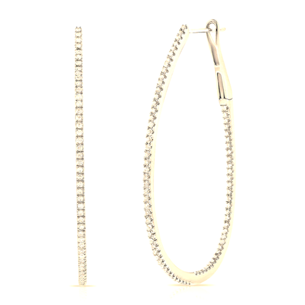 14K Gold 0.60Ct (156) Diamond Hoop Earring, available in White and Yellow Gold Fashion