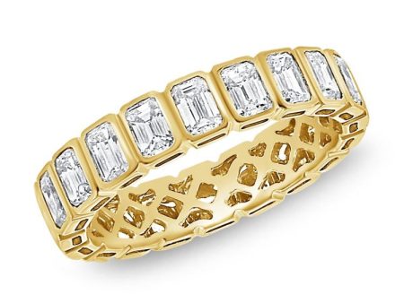 14k Gold 1.34Ct Emerald Cut Diamond Band with 9 Diamonds, available in White, Rose and Yellow Gold For Sale