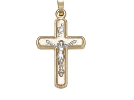 14k Two Tone Gold 5 8x7 8 inch Crucifix Cross For Discount