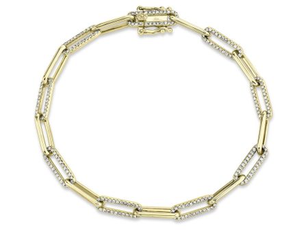 14k 0.74 Ct Diamond Paper Clip Bracelet, Available in White, Rose, Yellow and Multi Tone  Gold Sale