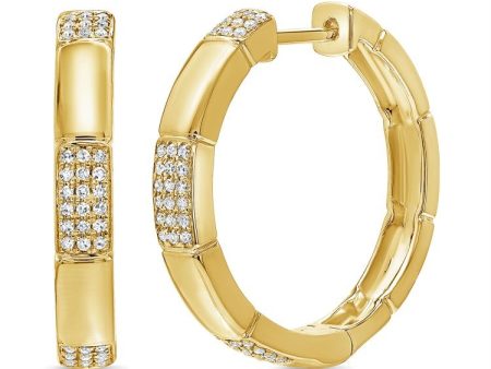 14k Gold 0.21Ct Diamond Hoop Earring with 78 Diamonds, available in White, Rose and Yellow Gold on Sale