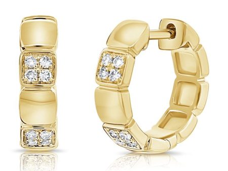 14k Gold 0.18Ct Diamond Huggie Earring with 16 Diamonds, available in White, Rose and Yellow Gold Hot on Sale