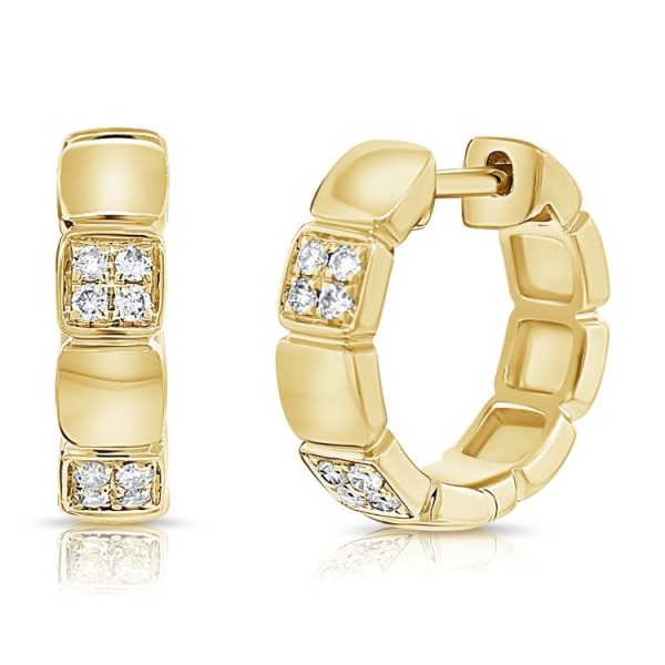 14k Gold 0.18Ct Diamond Huggie Earring with 16 Diamonds, available in White, Rose and Yellow Gold Hot on Sale