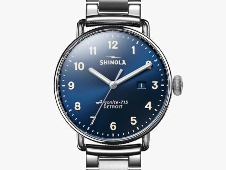 Shinola Canfield 43MM, Midnight Blue Dial, Stainless Steel Bracelet Online Hot Sale