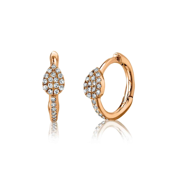 14k Gold 0.11Ct Diamond Earring with Pear Shape and Hoop, Available in White, Rose and Yellow Gold Online Sale