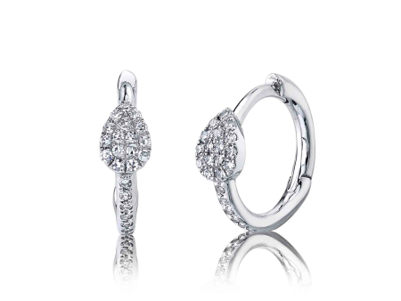 14k Gold 0.11Ct Diamond Earring with Pear Shape and Hoop, Available in White, Rose and Yellow Gold Online Sale