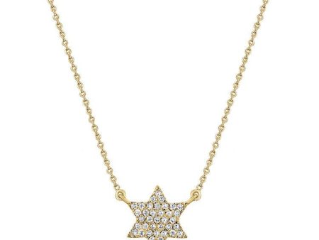 14K Gold 0.10Ct Diamond Star of David Necklace with 37 Diamonds, available in White, Rose and Yellow Gold Fashion