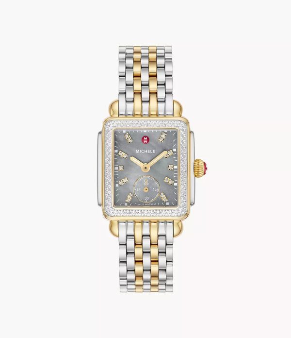 Michele Deco Mid Two-Tone 18K Gold-Plated 0.49Ct Diamond Watch For Cheap