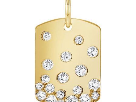 14k Gold 0.73Ct Diamond Dog Tag Charm with 19 Diamonds, Available in White, Rose and Yellow Gold Online