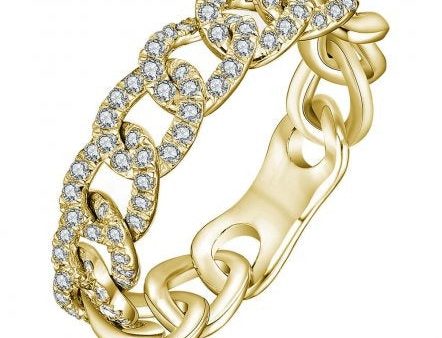 14k Yellow Gold 0.69Ct Diamond Chain Ring with 56 Diamonds Supply