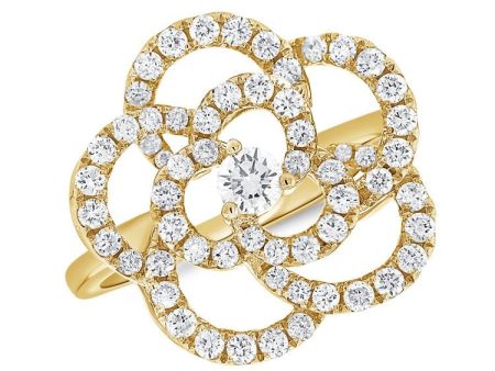 14k Gold 1.00Ct Diamond Floral Ring with 60 Diamonds, available in White, Rose and Yellow Gold Sale