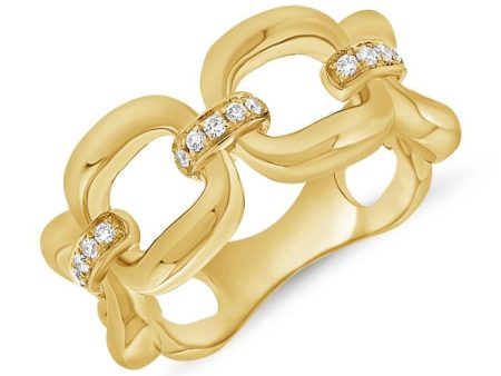 14k Gold Ring with 15 diamonds 0.10Ct with Open links, available in White, Rose and Yellow Gold Hot on Sale