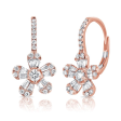 14K Gold 0.44Ct Baguette, 0.41Ct Round Diamond Flower Earring, available in White, Rose and Yellow Gold on Sale