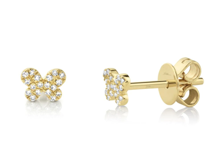 14k Gold 0.07Ct Diamond Pave Butterfly Earring, Available in White, Rose and Yellow Gold Cheap