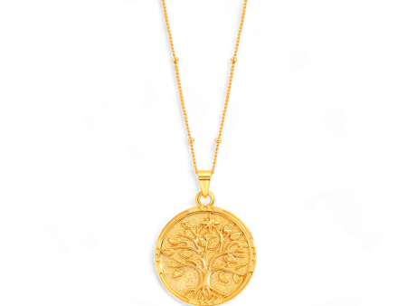 Tree of Life Vermeil Coin Pendant Necklace For Discount