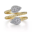 14K White and Yellow Gold Bujukan Wrap Ring with Teardrop 0.52Ct Diamonds Online