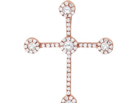 14k 0.34 Ct Diamond Cross Pendant, Available in White, Rose and Yellow Gold For Discount