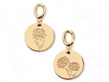 Engraved Birth Flower Disc Charm For Sale