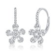 14K Gold 0.44Ct Baguette, 0.41Ct Round Diamond Flower Earring, available in White, Rose and Yellow Gold on Sale