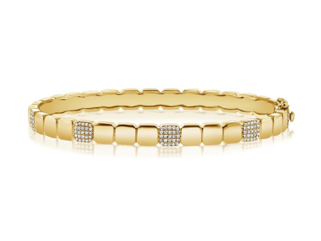 14K Gold 0.36Ct Diamond Bangle Bracelet with 122 Diamonds, available in White, Rose and Yellow Gold For Discount