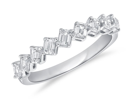 14k Gold 9 Emerald Cut Diamond 0.72Ct Total Weight Band, available in White, Rose and Yellow Gold Fashion