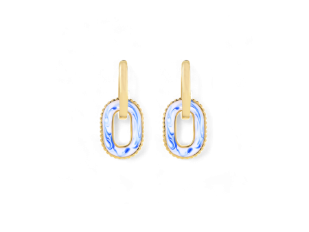 Blue Porcelain Link Earrings Hot on Sale