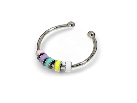 Enamel Bead Spinning Fidget Ring on Sale