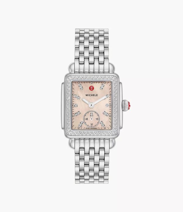 Michele Deco Mid Stainless Steel Diamond Watch For Discount