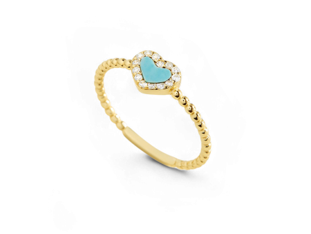 Tiny Gemstone Heart Ring Online now