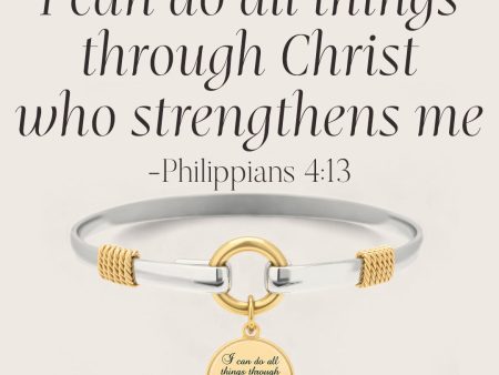 All Things Through Christ - Two-Tone Custom Charm Bracelet For Discount