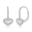 14k Gold 0.17Ct Baguette, 0.34Ct Round Diamond Dangle Heart Earring, Available in White, Rose and Yellow Gold Supply