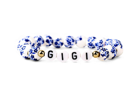 Blue Porcelain Floral Beaded Bracelet for Mom & Grandma Supply