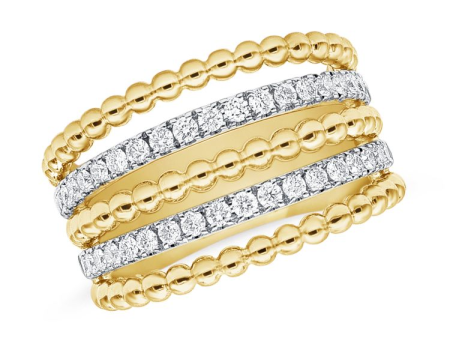 14k Gold 0.60Ct Diamond Multi Row Ring, available in White, Rose and Yellow Gold For Sale