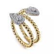 14K White and Yellow Gold Bujukan Wrap Ring with Teardrop 0.52Ct Diamonds Online